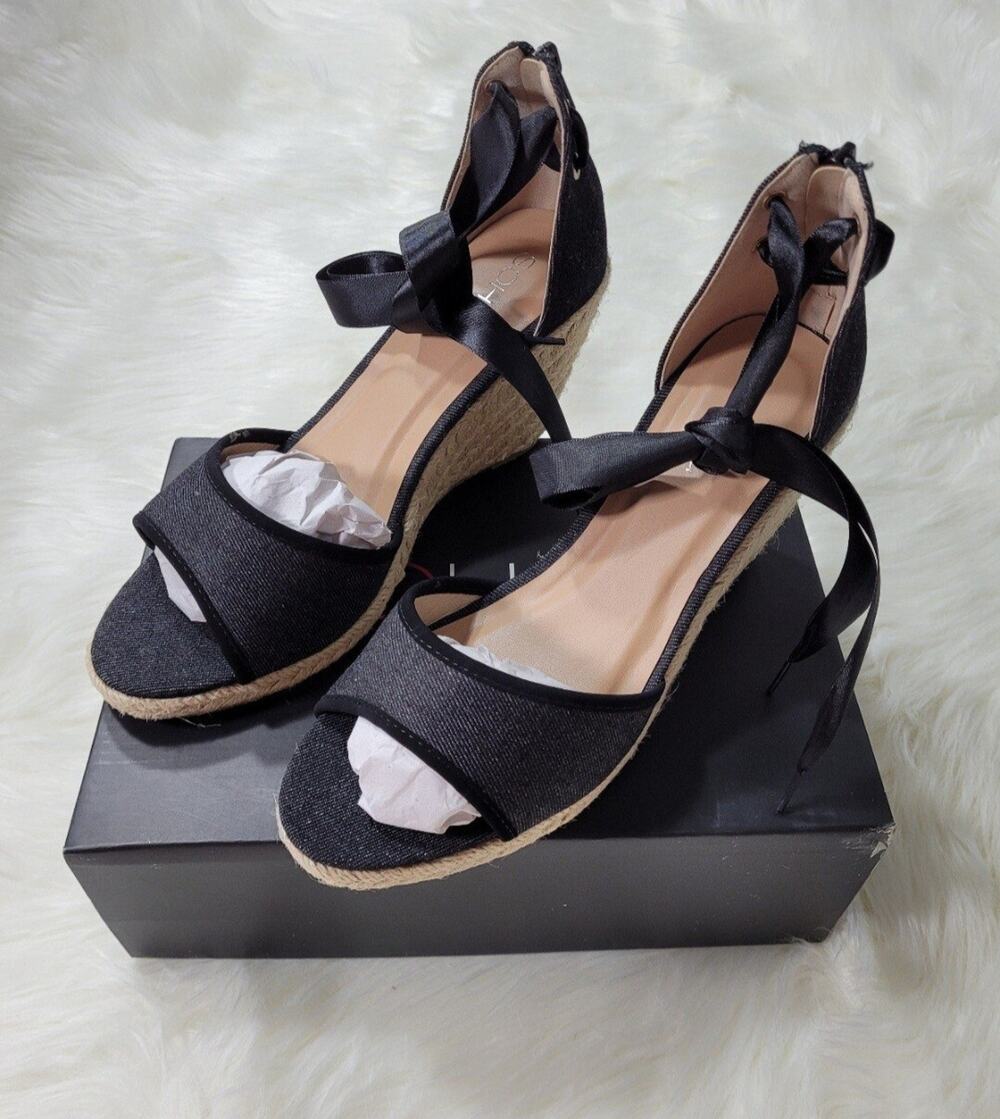 Soho Girls Womens Wedge, Lace Up Heels, Black-Size 10